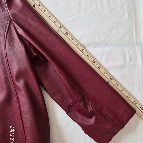 Casual Corner ANNEX XL Burgundy Genuine Leather Jacket VTG 90s Y2K Zip Front - Picture 9 of 9